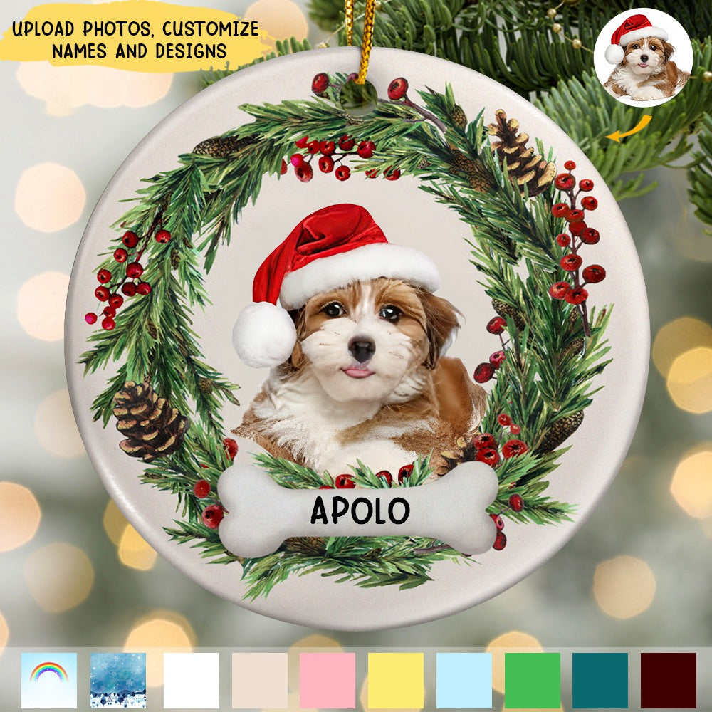 Custom Photo Lovely Pet Face - Christmas Gift For Pet Lovers Ceramic Ornament