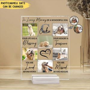 Custom Photo In Loving Memory Of A Wonderful Dog - Pet Memorial Gift, Sympathy Gift - Personalized Vertical Rectangle Acrylic Plaque