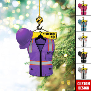 Personalized Construction Worker Acrylic Christmas Ornament - 2024 New Release