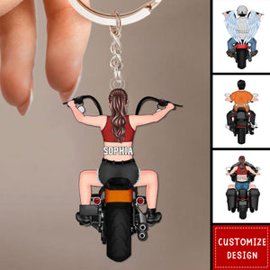 Personalized Man/Woman Biker Acrylic Keychain - Gift Idea For Bikers