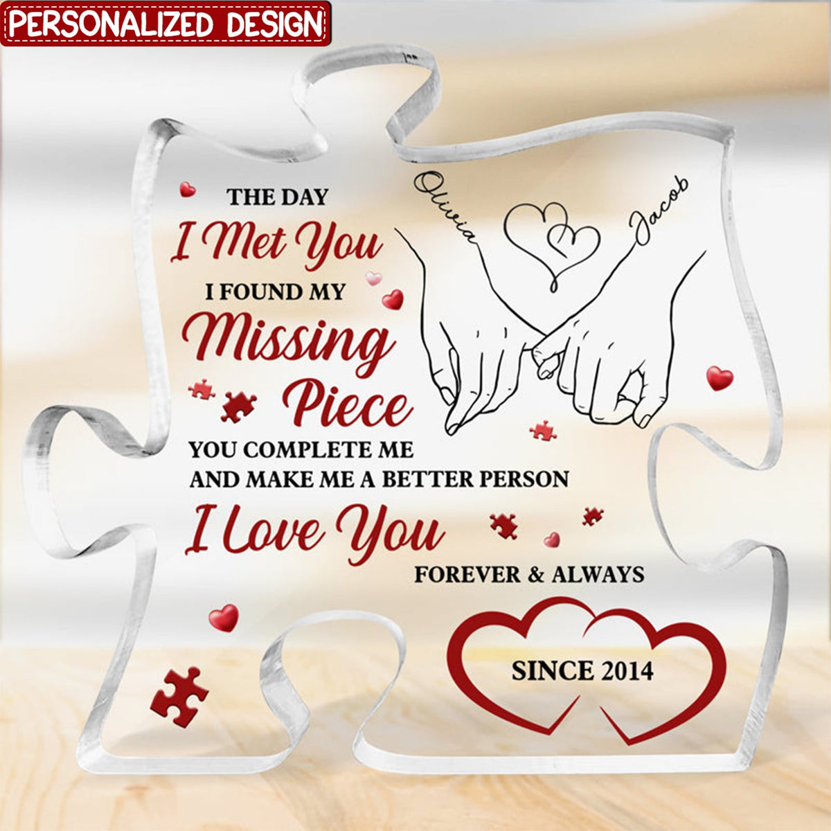 I Found My Missing Piece - Couple Personalized Puzzle Shaped Acrylic P ...