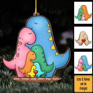 Wooden Dinosaur Family Christmas Ornament