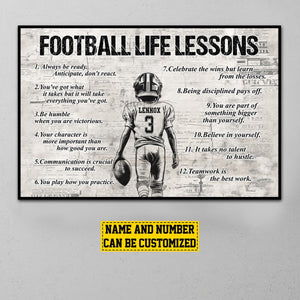 Personalized American Football Life Lessons Boy Poster-Gift For American Football Lovers