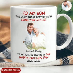 To My Son From Mom Happy Father‘s Day Photo Insert Personalized Mug