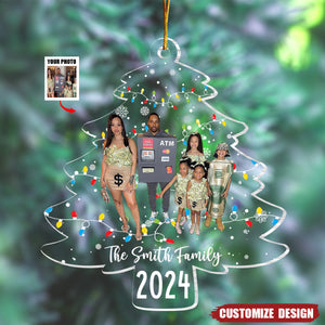 Custom Family Photo On Christmas Tree Lights - Personalized Acrylic Family Photo Ornament - 2024 New Release