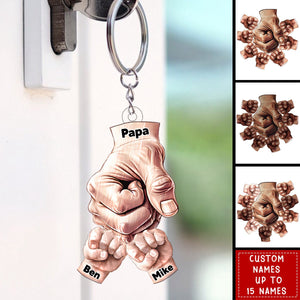 Happy Father‘s Day-Daddy/Grandpa Fist bump With Kids Personalized Acrylic Keychain