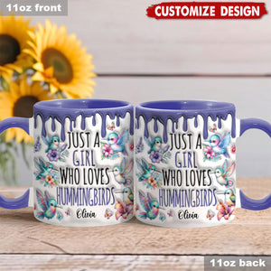 Just A Girl Who Loves Hummingbirds - Personalized Hummingbird Accent Mug