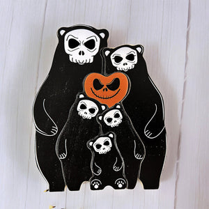 Personalized Halloween Wooden Bear Family Puzzle - Horror Movie Gift