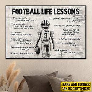 Personalized American Football Life Lessons Boy Poster-Gift For American Football Lovers