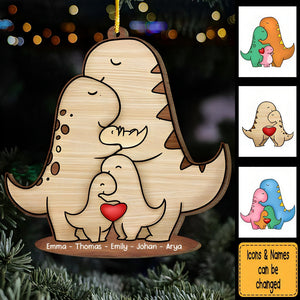 Wooden Dinosaur Family Christmas Ornament