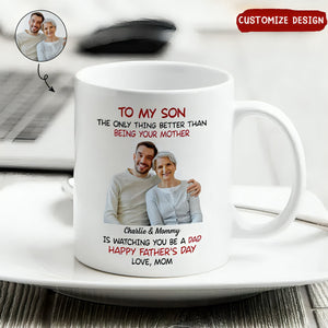 To My Son From Mom Happy Father‘s Day Photo Insert Personalized Mug