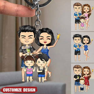 Beach Family Keychain - Gift For Couple, Dad, Mom