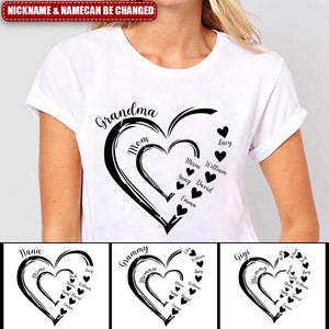 Personalized Mom Grandma And Grandkids Hearts Gift For Grnadma Shirt