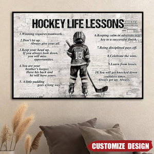 Personalized Hockey Boy Poster - Gift For Young Hockey Fans