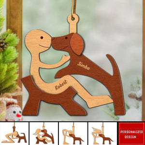 Man Woman And Dog Cat-Personalized Wooden Ornament-Christmas Gift For Dog Lovers, Cat Lovers-2024 New Release