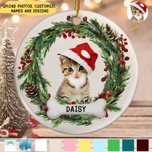 Custom Photo Lovely Pet Face - Christmas Gift For Pet Lovers Ceramic Ornament