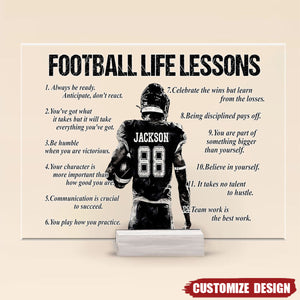 Personalized American Football Life Lessons Plaque - Gift For American Football Lovers