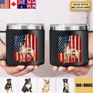 Personalized dog flag printed 14oz Stainless Steel Tumbler gift for dog lovers