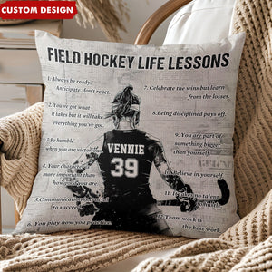 Personalized Field Hockey Life Lessons Pillow-Gift For Field Hockey Lovers