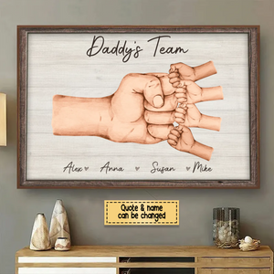 Daddy & Kids, Together We're A Team - Family Personalized Custom Horizontal Poster - Father's Day, Birthday Gift For Dad