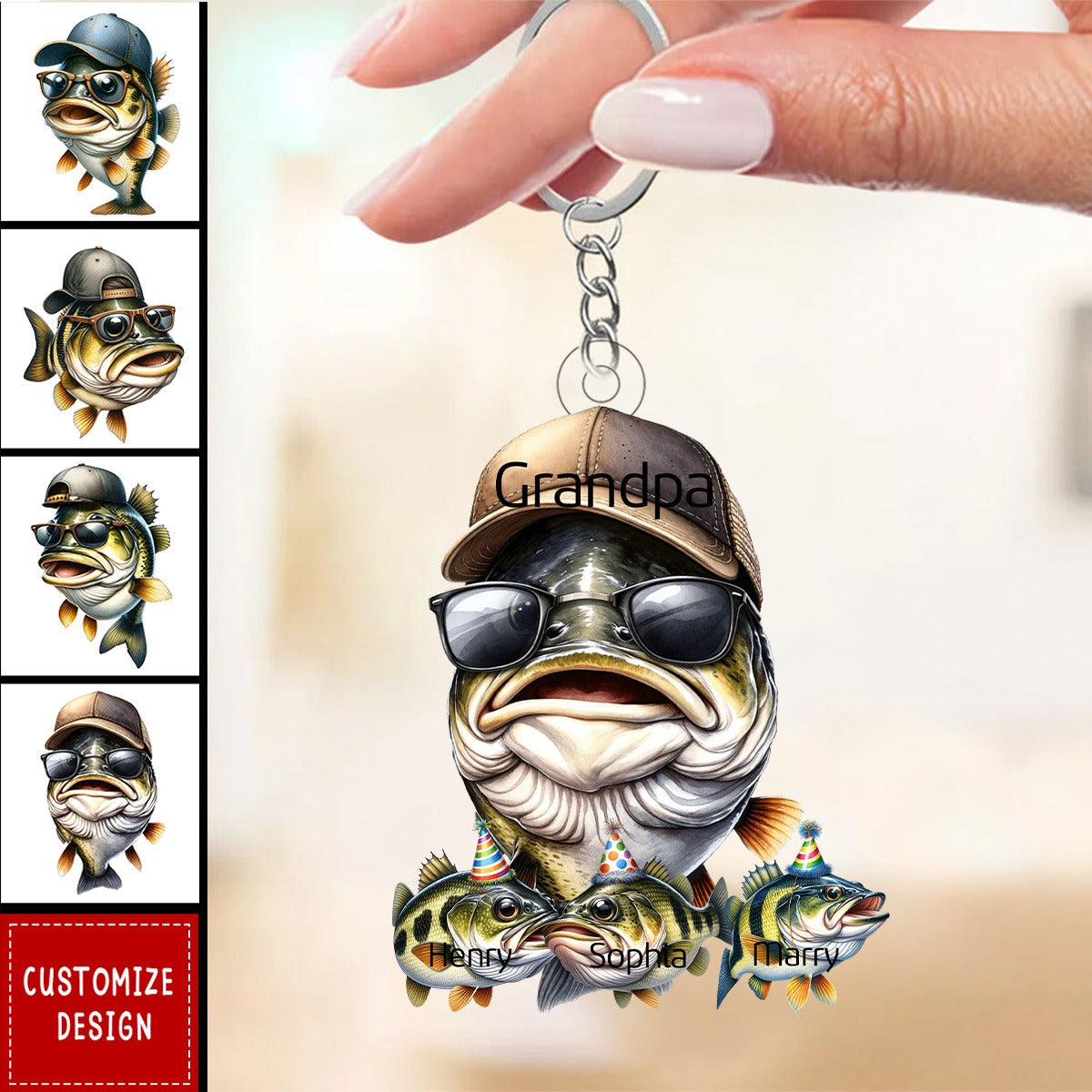 This Grandpa/Dad Belongs to Kids Fishing Keychain