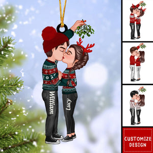 Couple Under Mistletoe Personalized Christmas Ornament