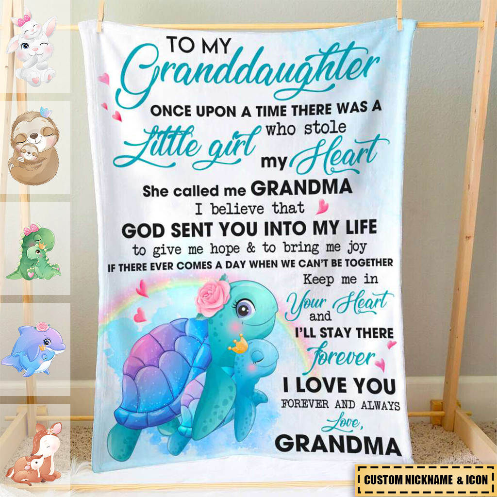 Once Upon A Time Grandma Loves Granddaughter/Grandson Personalized Blanket