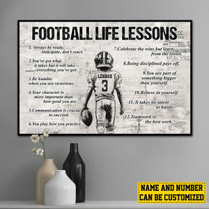 Personalized American Football Life Lessons Boy Poster-Gift For American Football Lovers