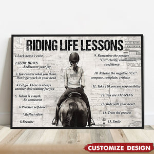 Personalized Horse Girl Riding Life Lessons Poster - Gift For Horse Girl