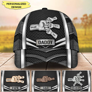 Grandpa Daddy Papa Hands To Hands Kids Metal Pattern Personalized Classic Cap