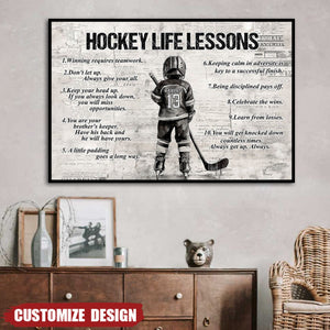 Personalized Hockey Boy Poster - Gift For Young Hockey Fans