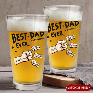 The Best Dad Ever - Personalized Beer Glass - Gift For Dad, Father, Grandfather