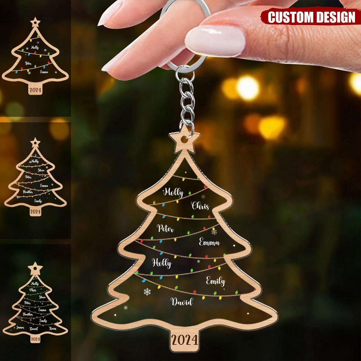 2024 New Release - Wish You A Wonderful Christmas - Personalized Acrylic Keychain - Gift For Family Members