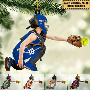 Personalized Softball Kid Acrylic Ornament - Gift For Softball Lovers