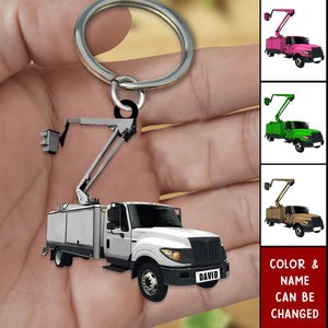 Personalized Lineman Truck Acrylic Keychain