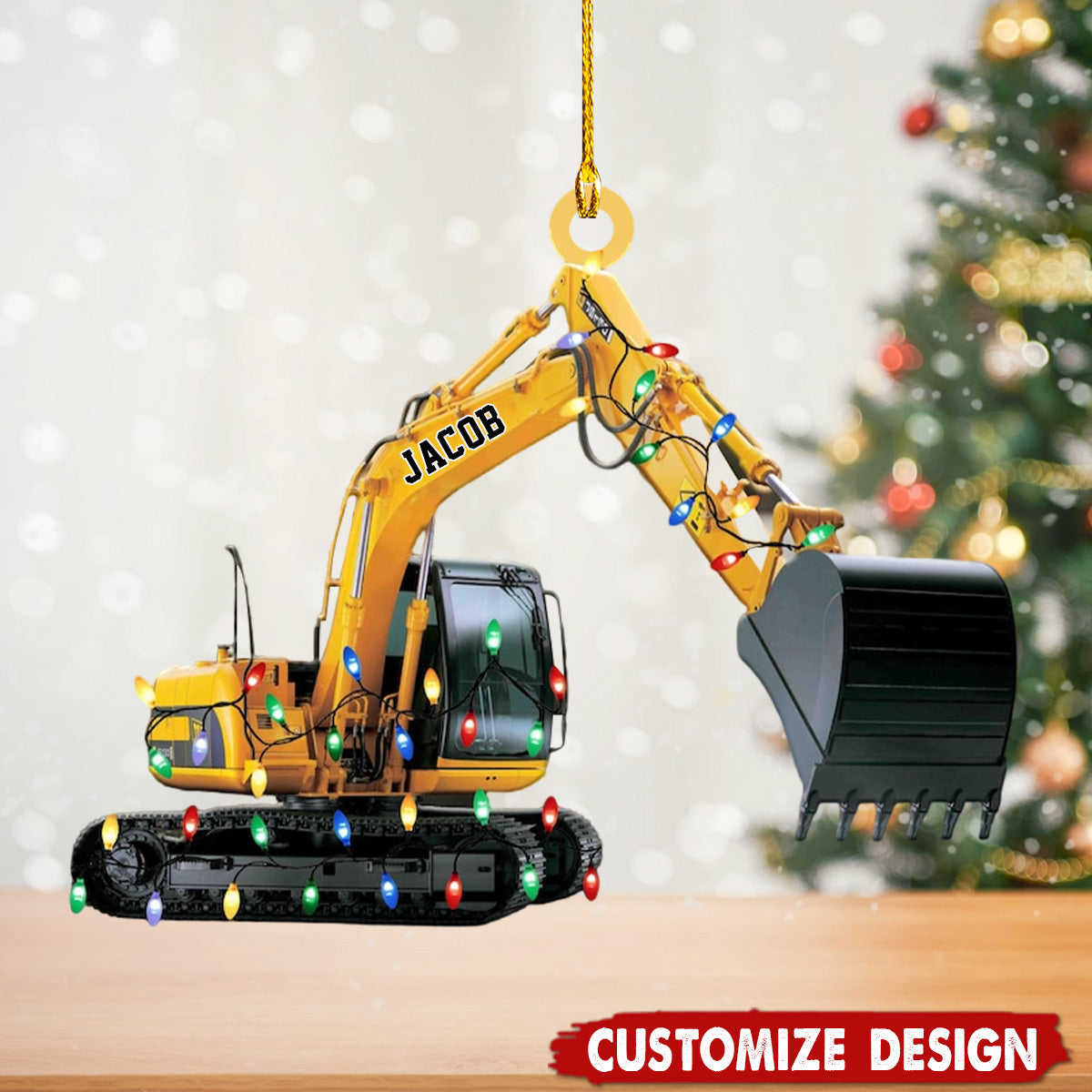 Personalized Excavator Led Light Christmas Ornament-2024 New Release