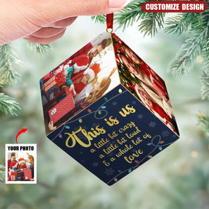 2024 New Release Custom Photo Every Christmas, I Wrap My Family In Love! - Family Personalized Wooden Cube Ornament - Christmas Gift For Family Members