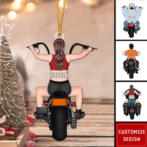 Personalized Woman/Man Biker AcrylicChristmas Ornament - 2024 New Release