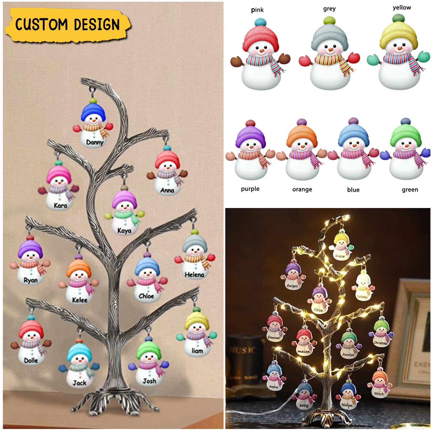 Personalized Christmas Snowman Tree Ornament