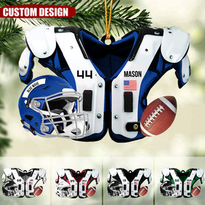 American Football Shoulder Pads And Helmet Personalized Christmas Ornament