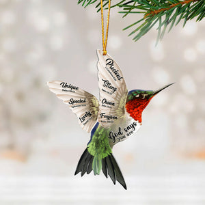 Hummingbird Flying God Says You Are Ornament