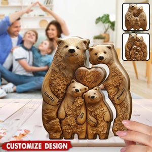 Bear Family - Personalized Family Shaped Wooden Puzzle