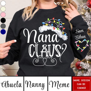 2024 New Release Nana Claus Christmas Light Hat with Grandkid Personalized Sweatshirt