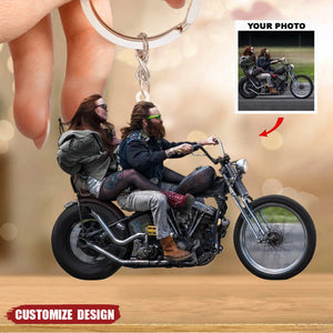 Personalized Biker/Motocross Racer/Couple Upload Photo Acrylic Keychain