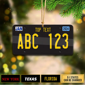 2024 New Release - Black License Plate For Any State Personalized Christmas Ornament