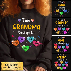 Personalized This Grandma Belongs To Sweet Heart Grandkids Sweatshirt