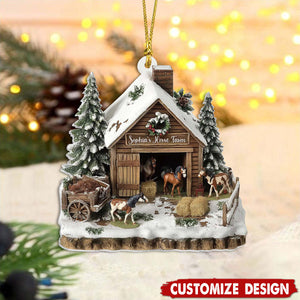 Personalized Horse Barn Christmas Ornament - Gifts For Horse Lover