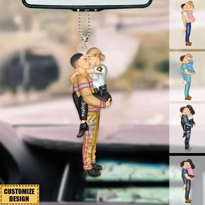 Personalized Couple Kissing Occupation Car Ornament - Gift For Couples, Nurse, Firefighter, Police Officer