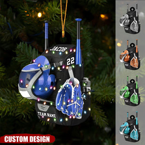 Personalized Baseball&Softball Bag with Helmet & Gloves Christmas Ornament