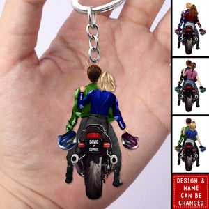 Personalized Couple Biker Acrylic Keychain-Gift For Motorcycle Bikers